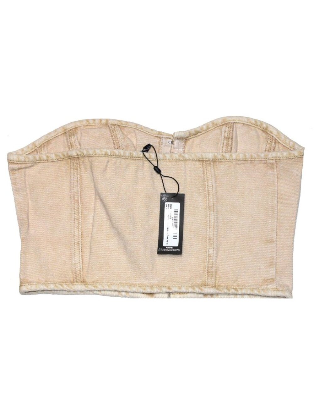 Washed Stone Denim Hook & Eye Structured Corset Top Size 6